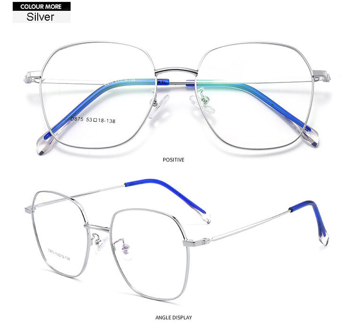 Hotony Unisex Full Rim Polygon Alloy Frame Spring Hinge Eyeglasses D875 Full Rim Hotony