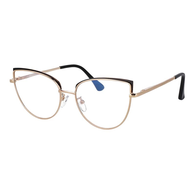 CCspace Unisex Full Rim Cat Eye Alloy Frame Eyeglasses 53101 Full Rim CCspace CN Black