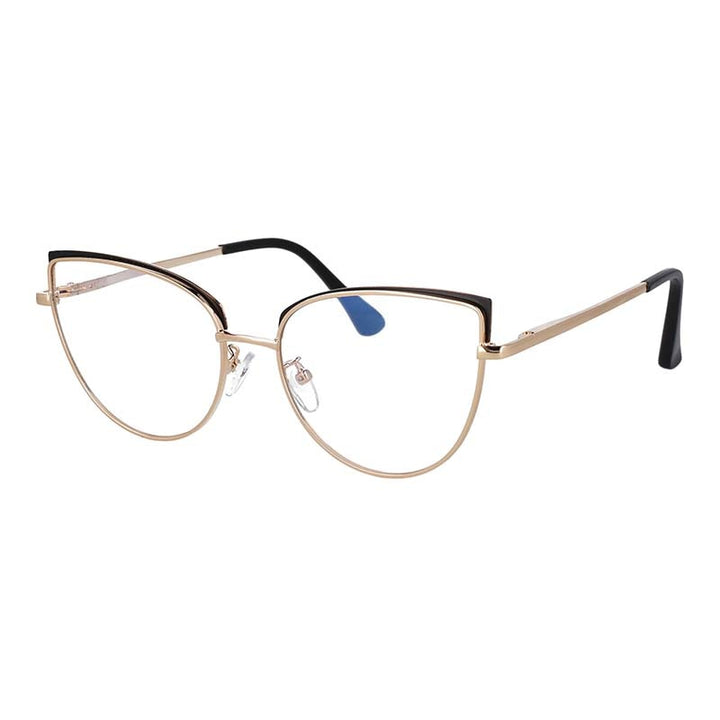 CCspace Unisex Full Rim Cat Eye Alloy Frame Eyeglasses 53101 Full Rim CCspace CN Black