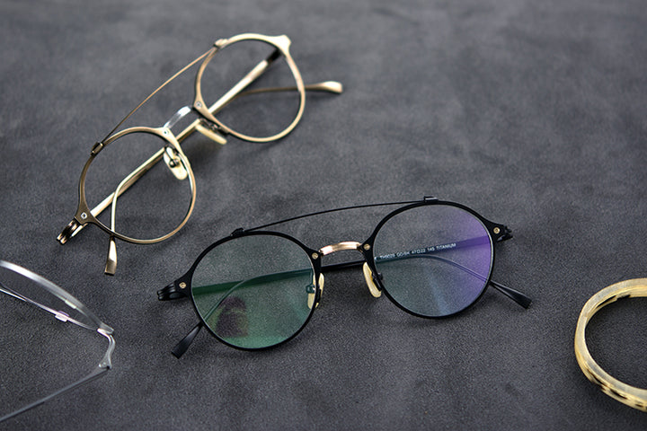 Gatenac Unisex Full Rim Round Double Bridge Titanium Frame Eyeglasses Gxyj340 Full Rim Gatenac