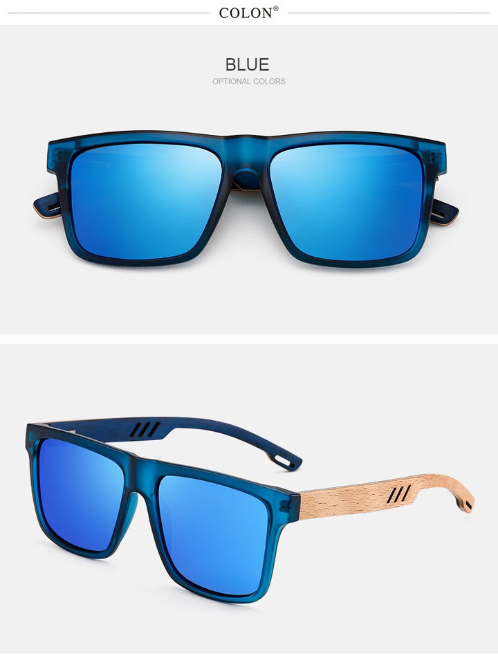 Yimaruili Unisex Full Rim Square  Bamboo/Wooden Frame Polarized Lens Sunglasses 8028 Sunglasses Yimaruili Sunglasses