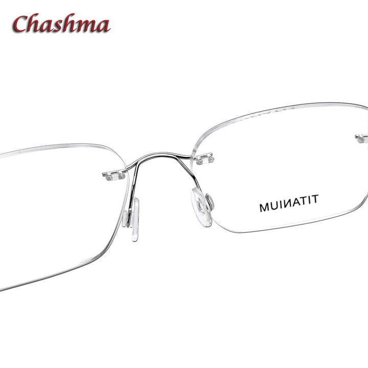 Chashma Ochki Unisex Rimless Round Titanium Eyeglasses 16017 Rimless Chashma Ochki
