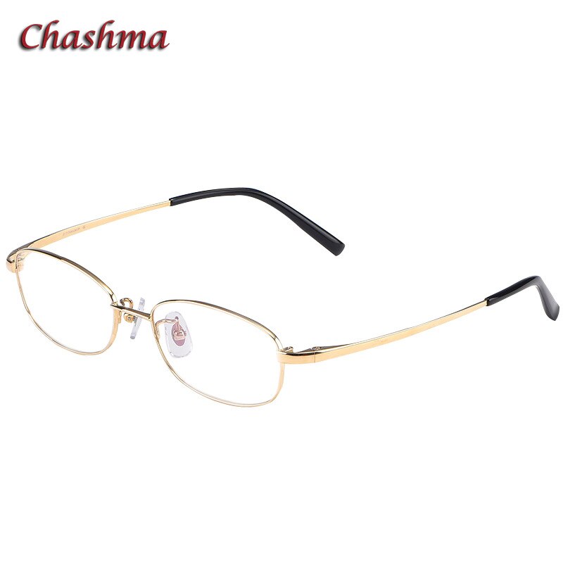 Chashma Ochki Unisex Full Rim Square Titanium Eyeglasses 10196 Full Rim Chashma Ochki Gold