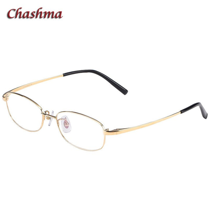 Chashma Ochki Unisex Full Rim Square Titanium Eyeglasses 10196 Full Rim Chashma Ochki Gold