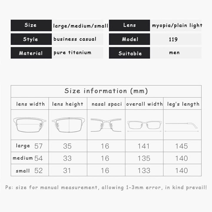 Hotochki Men's Semi Rim Square Alloy Frame Eyeglasses 119 Semi Rim Hotochki