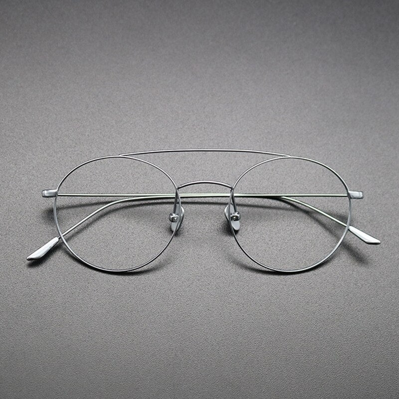 Gatenac Unisex Full Rim Round Titanium Double Bridge Frame Eyeglasses Gxyj618 Full Rim Gatenac Silver  