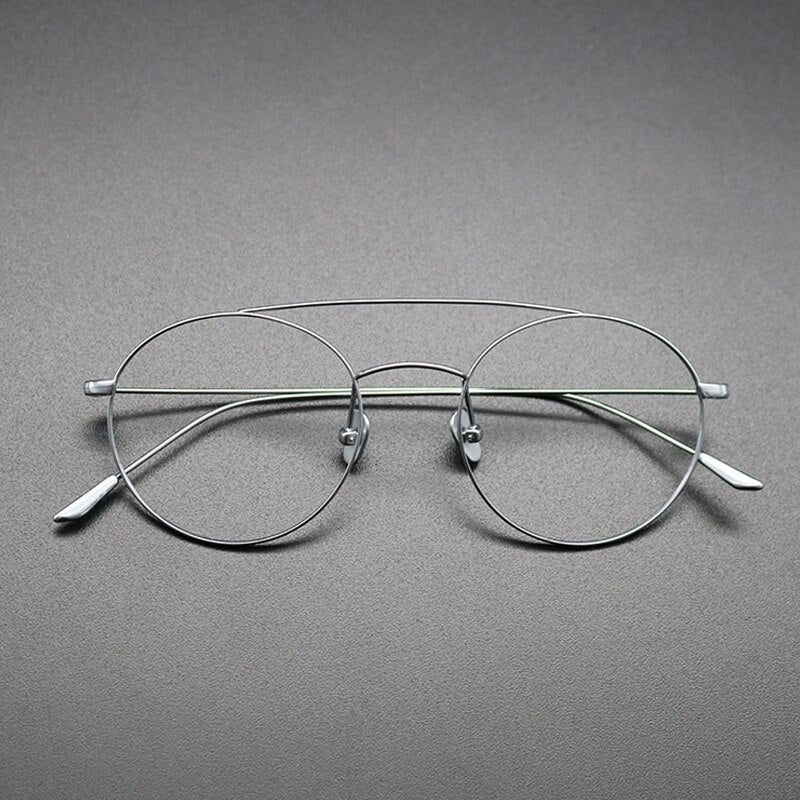 Gatenac Unisex Full Rim Round Titanium Double Bridge Frame Eyeglasses Gxyj618 Full Rim Gatenac Silver