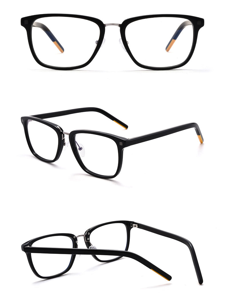 Gatenac Unisex Full Rim Square Acetate Frame Eyeglasses Gxyj312 Full Rim Gatenac