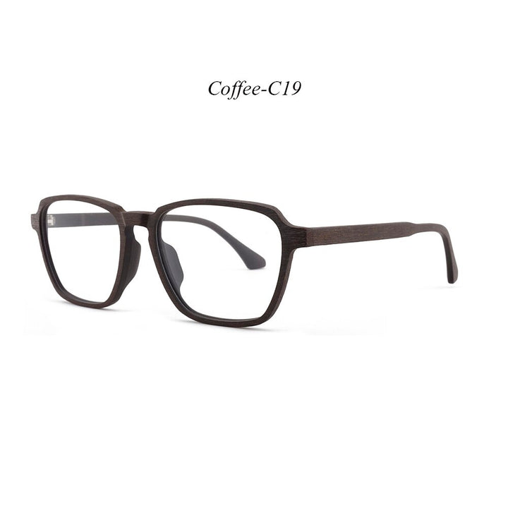 Hdcrafter Men's Full Rim Oversized Polygonal Square Wood Frame Eyeglasses 1694 Full Rim Hdcrafter Eyeglasses C19
