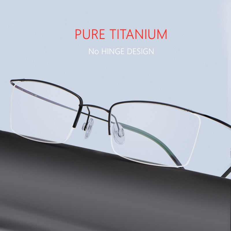Yimaruili Men's Semi Rim Hinge Free β Titanium Frame Eyeglasses 30004 Semi Rim Yimaruili Eyeglasses