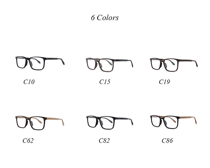 Hdcrafter Men's Full Rim Oversized Square Wood Frame Eyeglasses 1693 Full Rim Hdcrafter Eyeglasses