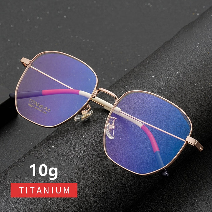 Yimaruili Unisex Full Rim Titanium Polygon Frame Eyeglasses T8821 Full Rim Yimaruili Eyeglasses