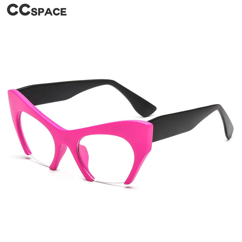 CCspace Unisex Semi Rim Cat Eye Resin Frame Eyeglasses 45292 Semi Rim CCspace
