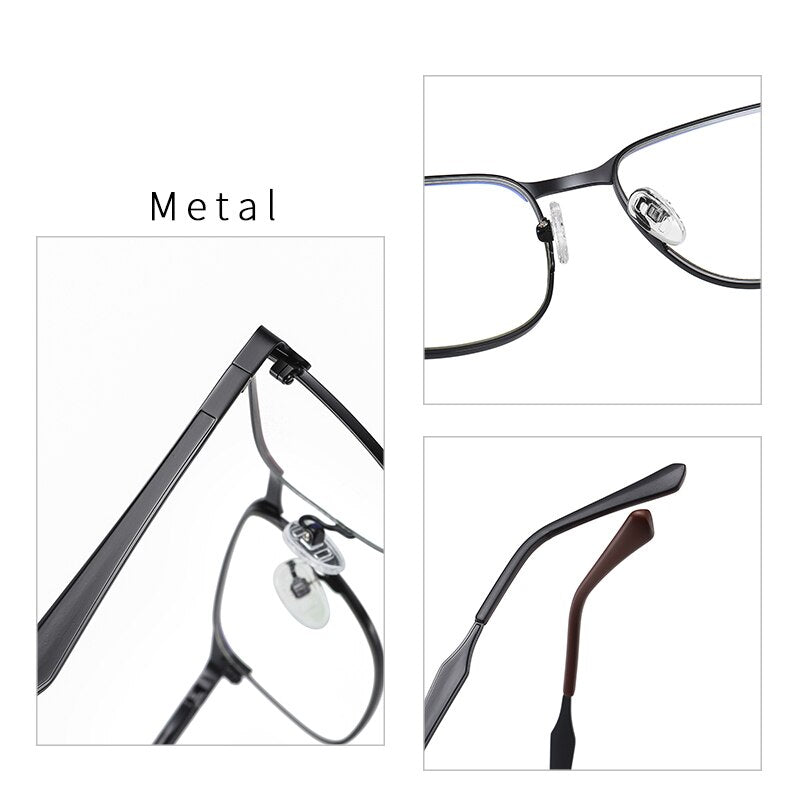 Reven Jate Men's Eyeglasses 2307 Full Rim Alloy Front Flexible Plastic Tr-90 Full Rim Reven Jate