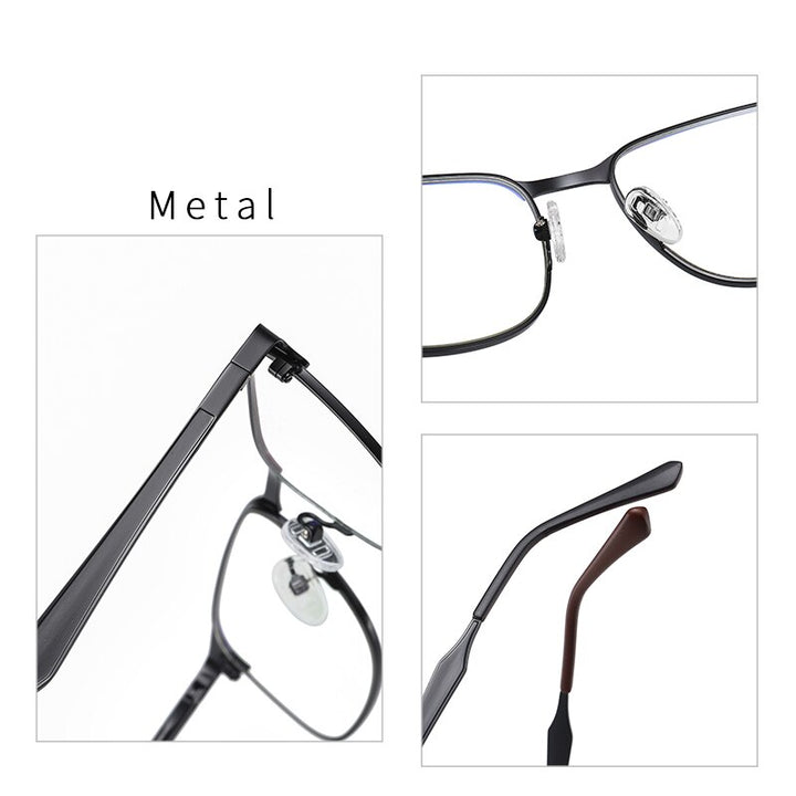 Reven Jate Men's Eyeglasses 2307 Full Rim Alloy Front Flexible Plastic Tr-90 Full Rim Reven Jate