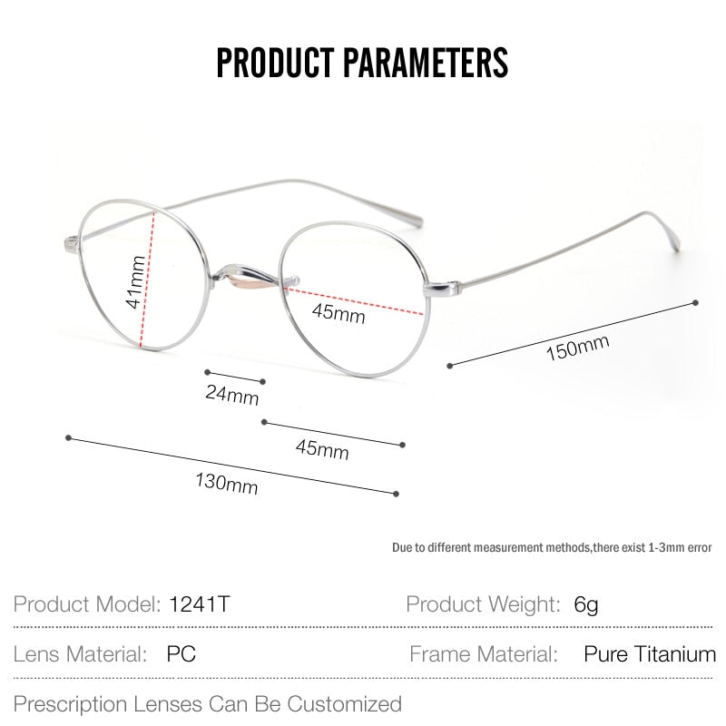 Muzz Unisex Full Rim Round Oval Titanium Frame Eyeglasses Mmmm1241 Full Rim Muzz