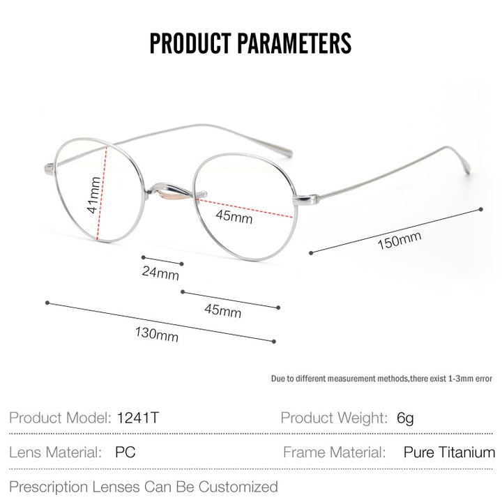 Muzz Unisex Full Rim Round Oval Titanium Frame Eyeglasses Mmmm1241 Full Rim Muzz