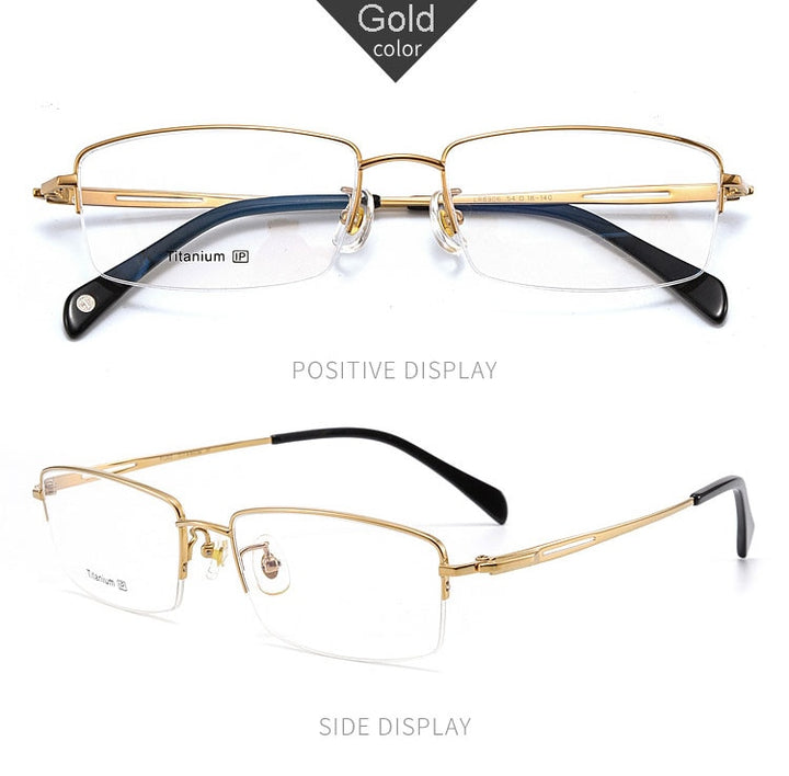 Hotochki Men's Semi Rim Titanium Frame Eyeglasses 8906 Semi Rim Hotochki