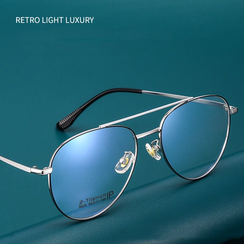 Yimaruili Unisex Full RIm Double Bridge β Titanium Frame Eyeglasses 8826 Full Rim Yimaruili Eyeglasses