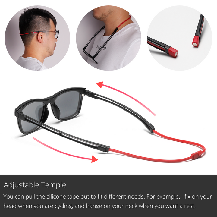 Ralferty Men's Full Rim Square Tr 90 Eyeglasses Clip On Sunglasses With Clip Ons Ralferty