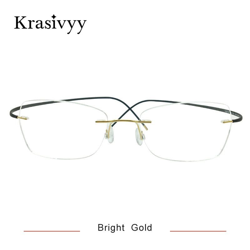 Krasivyy Unisex Rimless Square Oval Eyeglasses Kr6015 Rimless Krasivyy Bright Gold