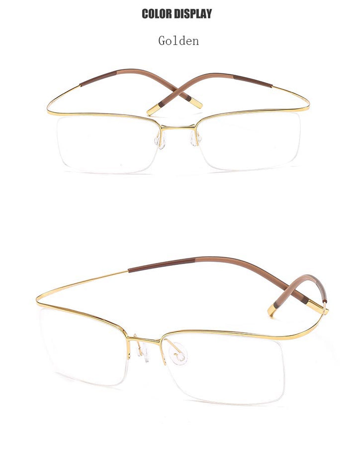 Hdcrafter Unisex Semi Rim Rectangle Titanium Frame Eyeglasses 9256 Semi Rim Hdcrafter Eyeglasses
