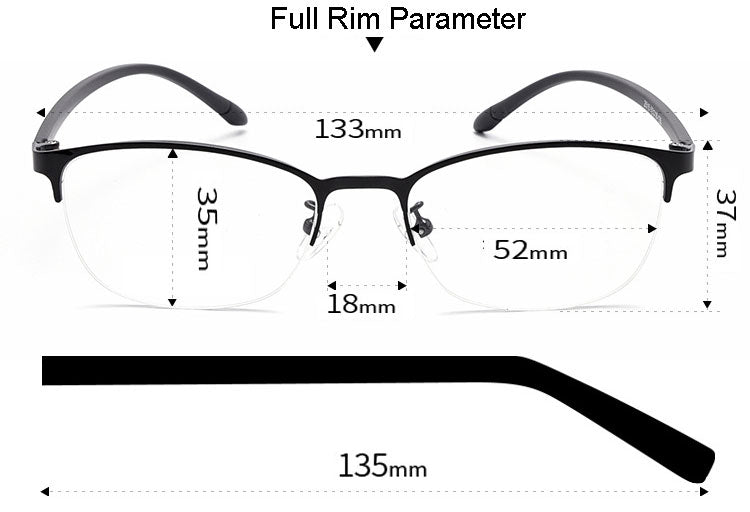 Hotony Unisex Full/Semi Rim Alloy Frame Eyeglasses 2516 Semi Rim Hotony