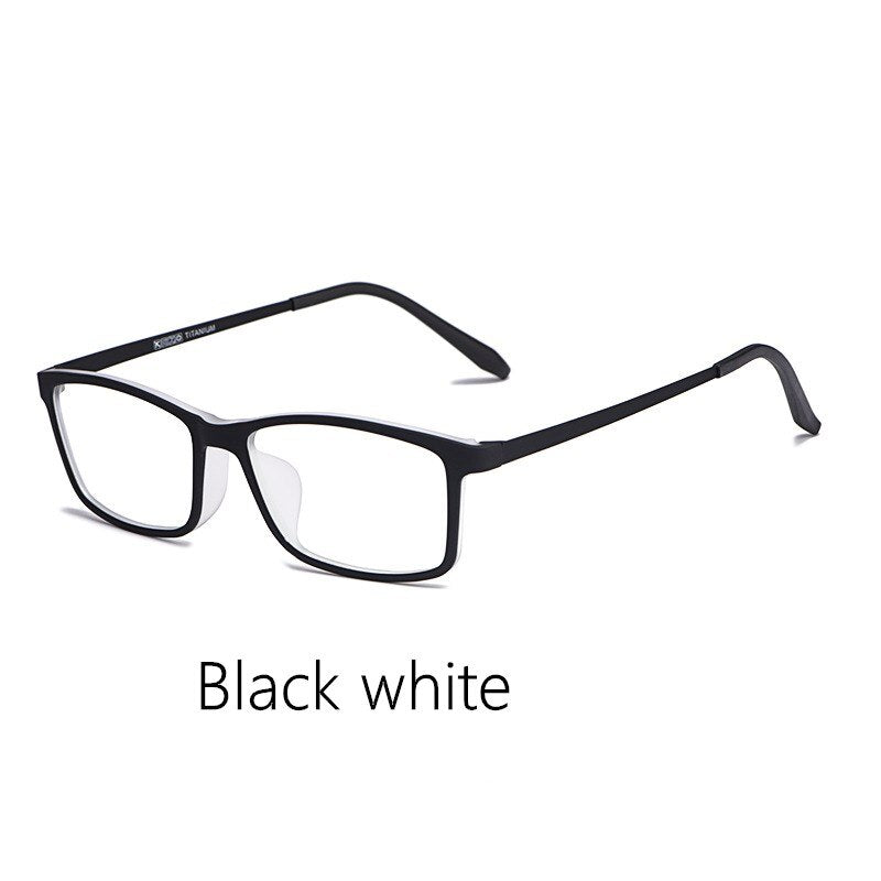 Yimaruili Unisex Full Rim Square Tr 90 Titanium Eyeglasses HR3048 Full Rim Yimaruili Eyeglasses Black white