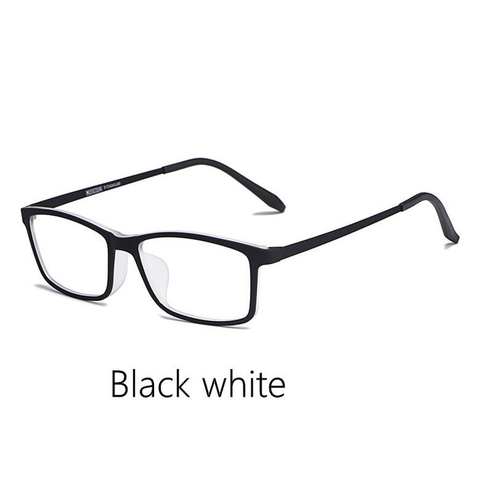 Yimaruili Unisex Full Rim Square Tr 90 Titanium Eyeglasses HR3048 Full Rim Yimaruili Eyeglasses Black white