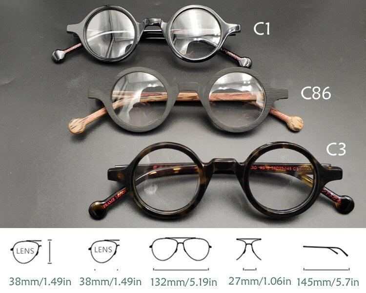 Yujo Unisex Full Rim Small Round Eyeglasses Acetate Y916 Full Rim Yujo