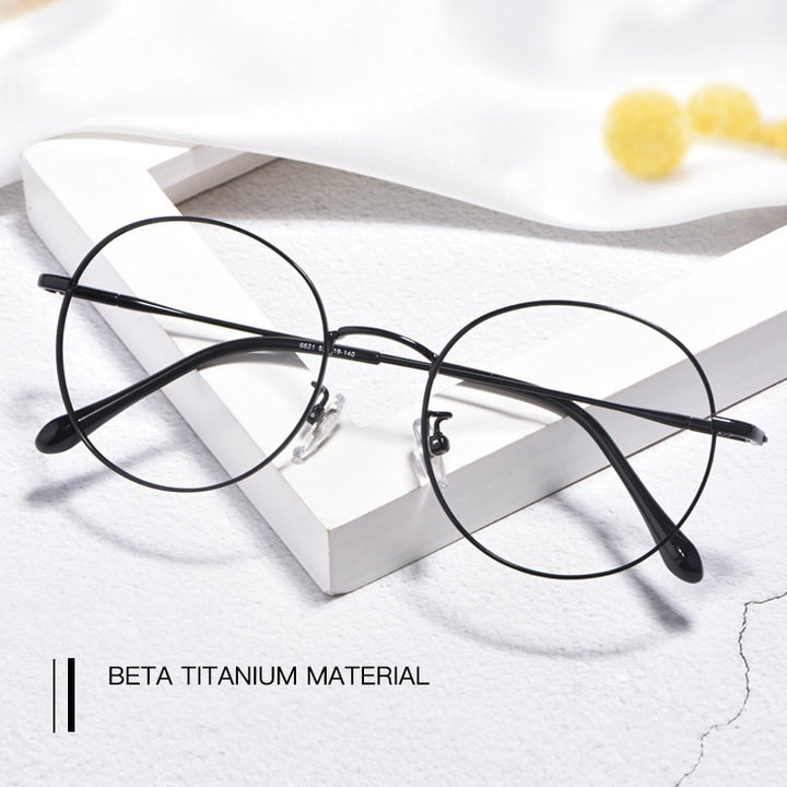 Yimaruili Unisex Full Rim β Titanium Round Frame Eyeglasses 6621X Full Rim Yimaruili Eyeglasses