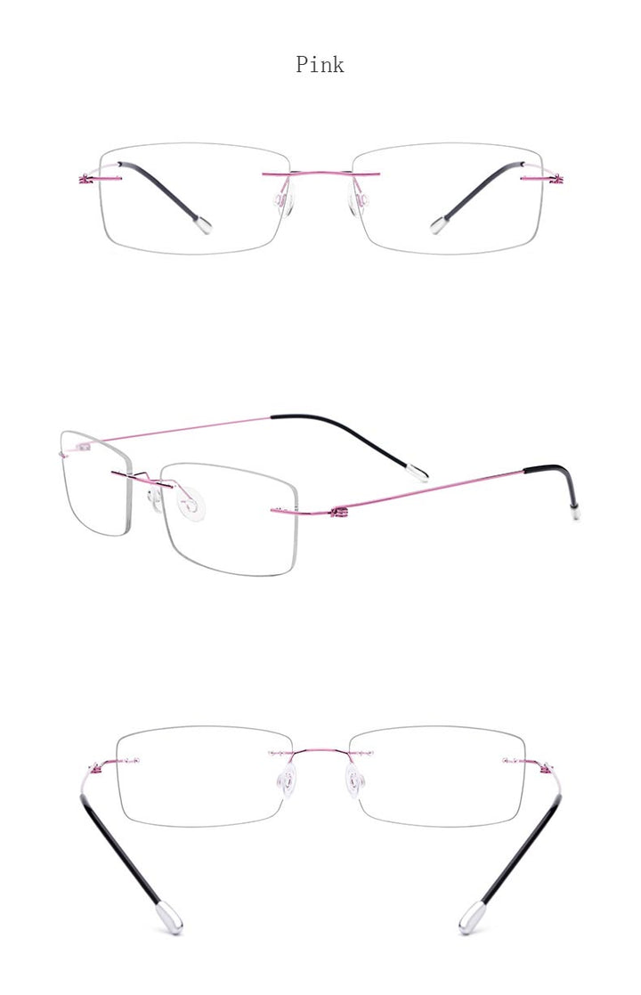 Hdcrafter Women's Rimless Rectangle Titanium Frame Eyeglasses P8361 Rimless Hdcrafter Eyeglasses