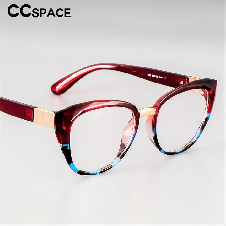 CCspace Unisex Full Rim Round Cat Eye Tr 90 Titanium Frame Eyeglasses 48092 Full Rim CCspace