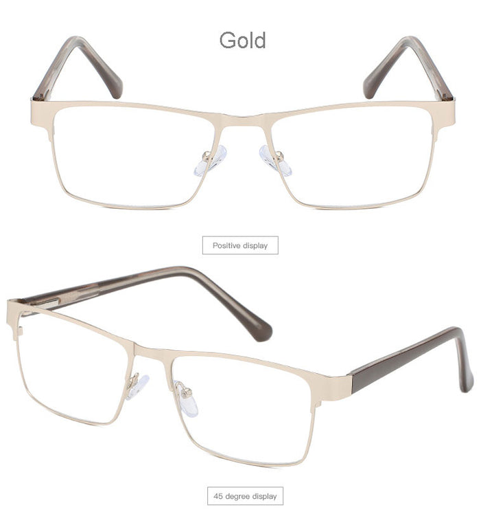 Hotony Men's Full Rim Square Alloy Frame Reading Glasses R89865 Reading Glasses Hotony