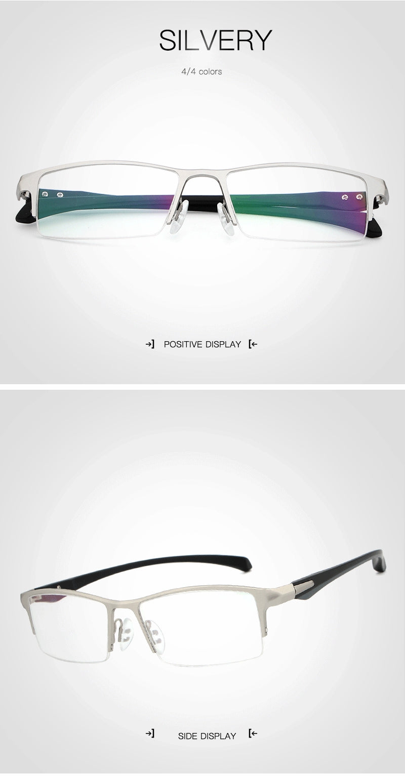 Hdcrafter Men's Semi Rim TR 90 Titanium Rectangle Frame Eyeglasses 9065 Semi Rim Hdcrafter Eyeglasses