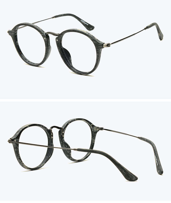Hdcrafter Unisex Full Rim Round Wood Frame Eyeglasses Rb2447 Full Rim Hdcrafter Eyeglasses   