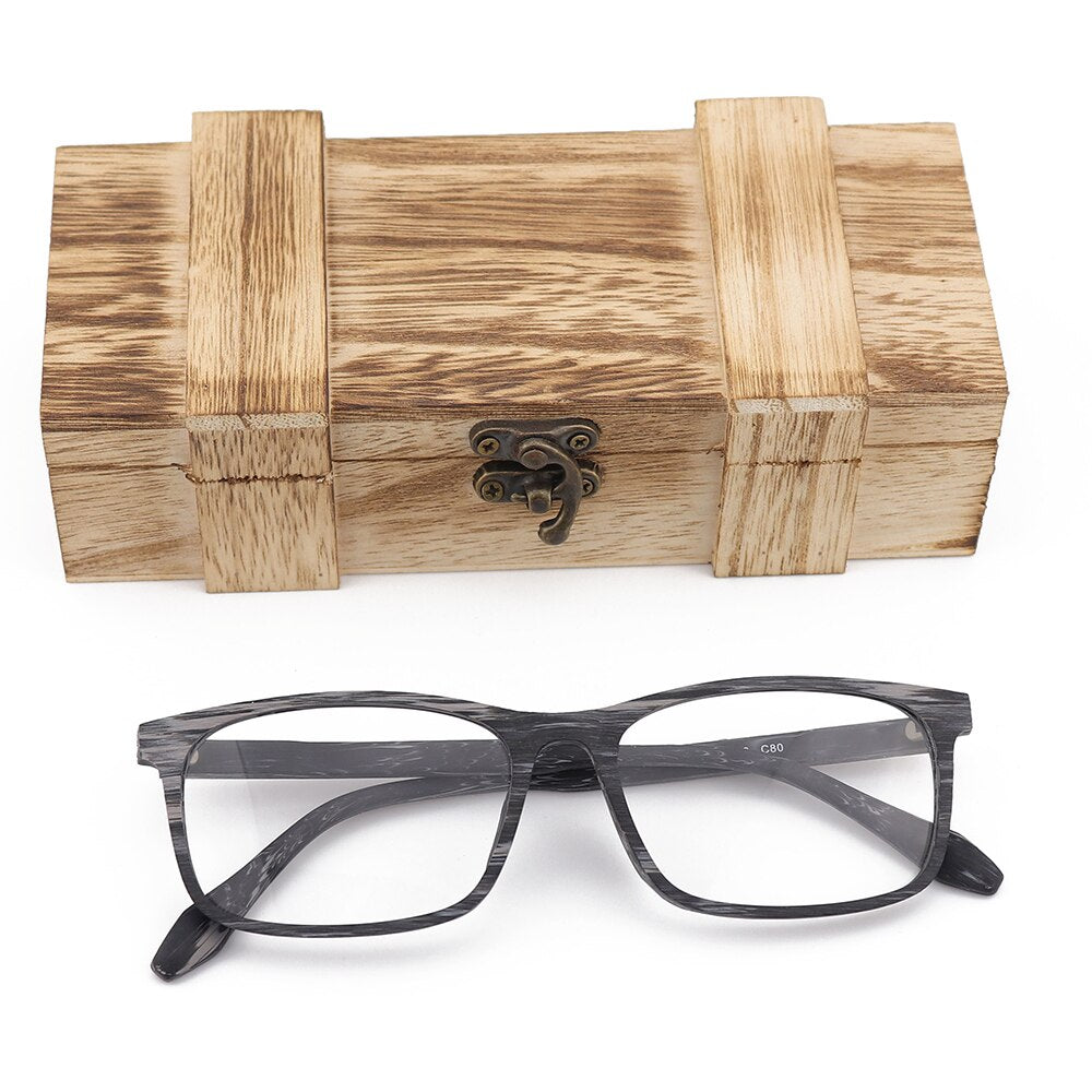 Hdcrafter Unisex Full Rim Oversized Square Wood Frame Eyeglasses 1691 Full Rim Hdcrafter Eyeglasses