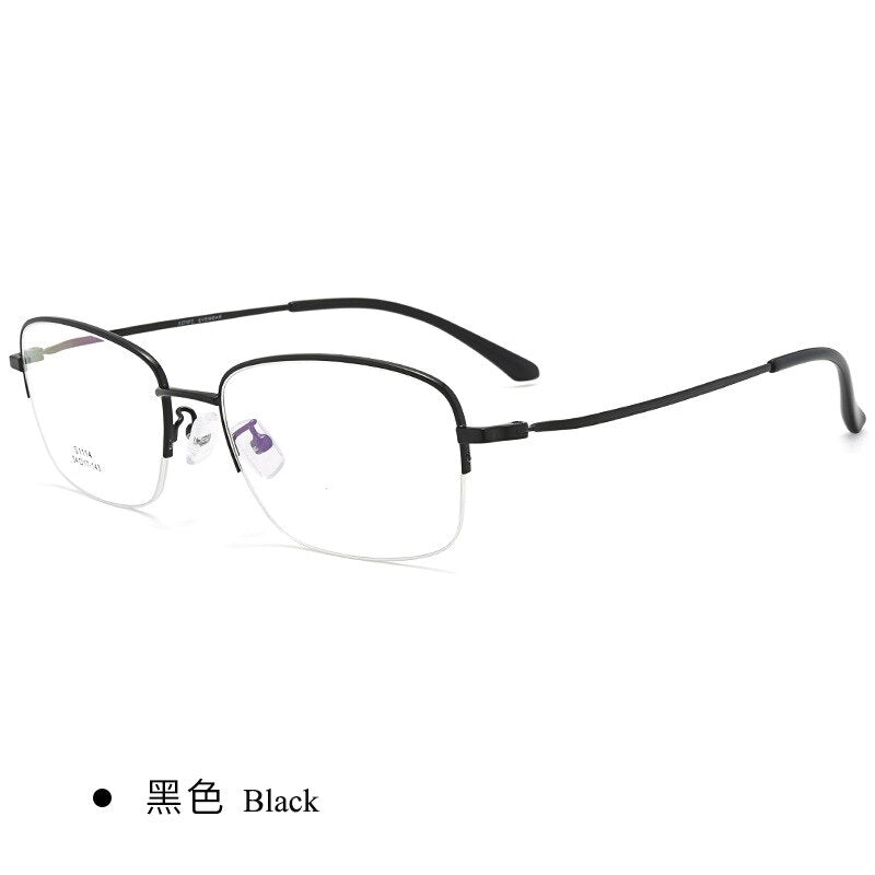 Men's Semi Rim IP Electroplated Titanium Alloy Frame Eyeglasses Zt1114 Semi Rim Bclear black