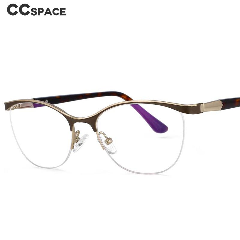CCspace Women's Semi Rim Brow Line Cat Eye Alloy Acetate Frame Eyeglasses 53988 Semi Rim CCspace
