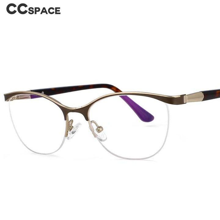 CCspace Women's Semi Rim Brow Line Cat Eye Alloy Acetate Frame Eyeglasses 53988 Semi Rim CCspace