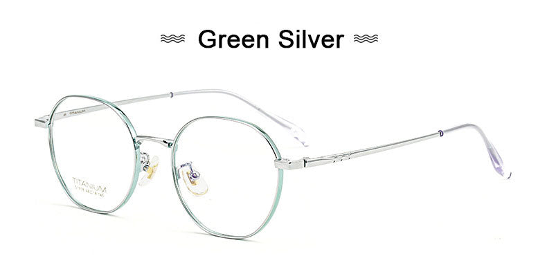 Hotony Women's Full Rim Round Titanium Frame Eyeglasses S1918 Full Rim Hotony