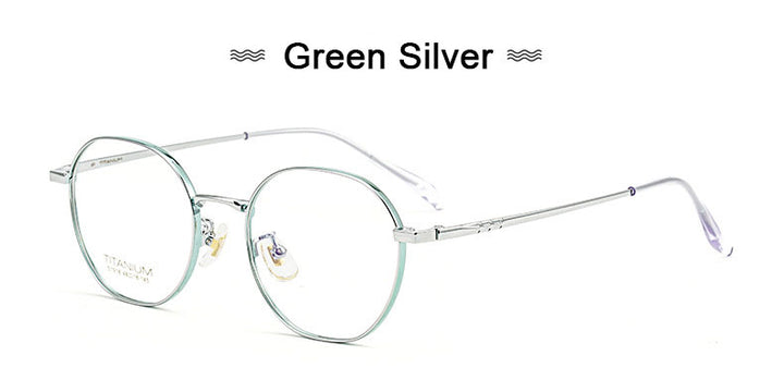 Hotony Women's Full Rim Round Titanium Frame Eyeglasses S1918 Full Rim Hotony