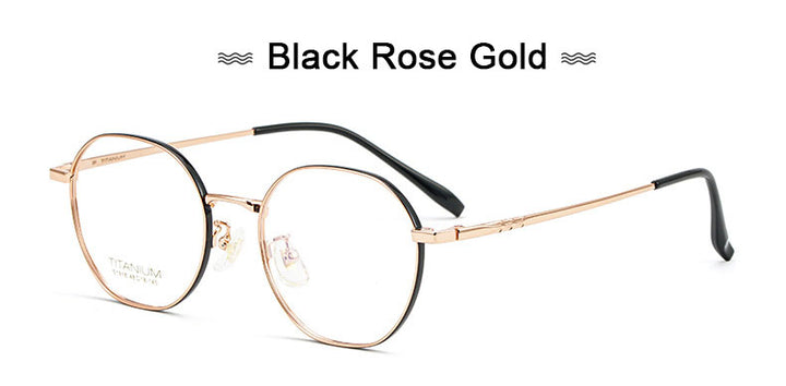 Hotony Women's Full Rim Round Titanium Frame Eyeglasses S1918 Full Rim Hotony