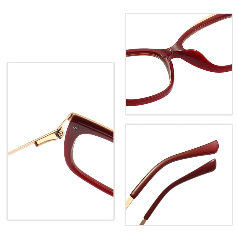 Hotochki Women's Full Rim Cat Eye Alloy Acetate Frame Eyeglasses 2049 Full Rim Hotochki