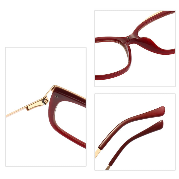 Hotochki Women's Full Rim Cat Eye Alloy Acetate Frame Eyeglasses 2049 Full Rim Hotochki