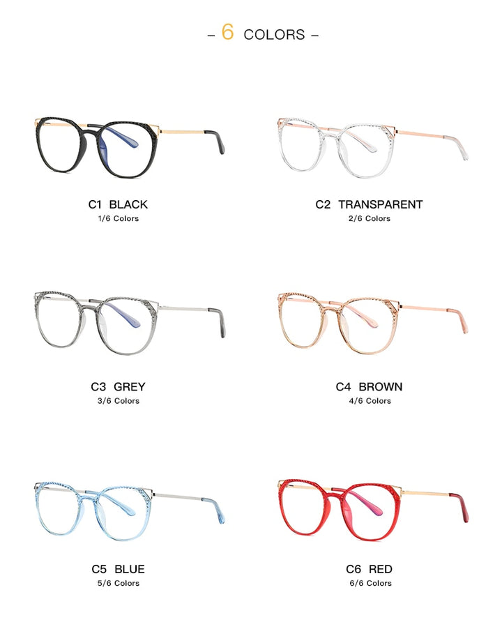Hotochki Women's Full Rim Round TR-90 Resin Alloy Frame Eyeglasses 2054 Full Rim Hotochki