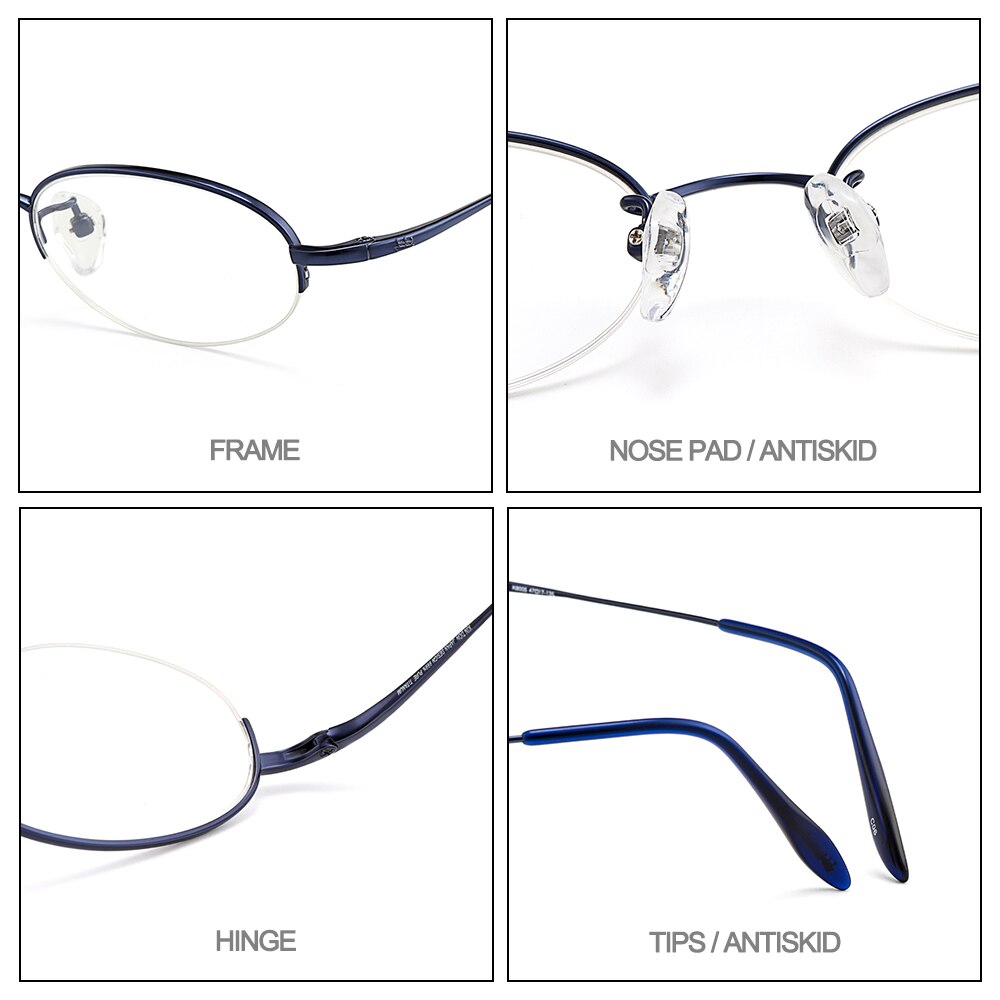 Gmei Women's Eyeglasses Semi Rim Oval Titanium Small W8005 Semi Rim Gmei Optical
