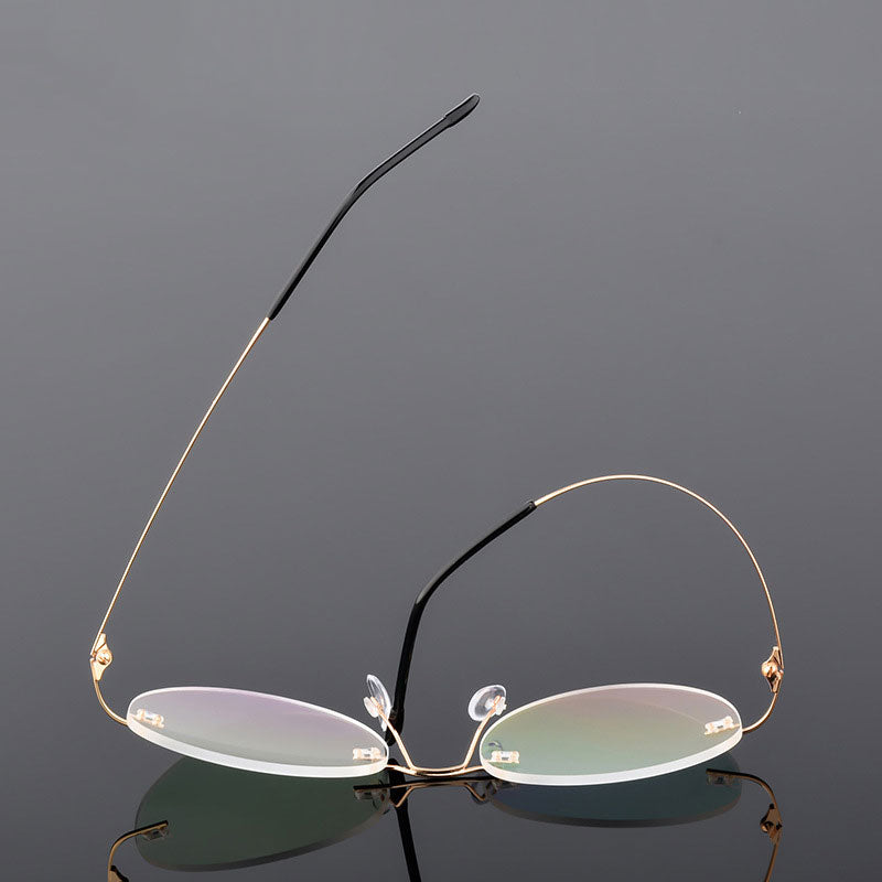 Handoer Unisex Rimless Customized Shaped Lenses 862 Alloy Eyeglasses Rimless Handoer