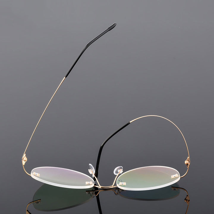 Handoer Unisex Rimless Customized Shaped Lenses 862 Alloy Eyeglasses Rimless Handoer