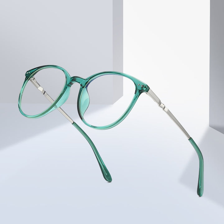 Hotochki Women's Full Rim Round TR-90 Resin Alloy Frame Eyeglasses 2055 Full Rim Hotochki
